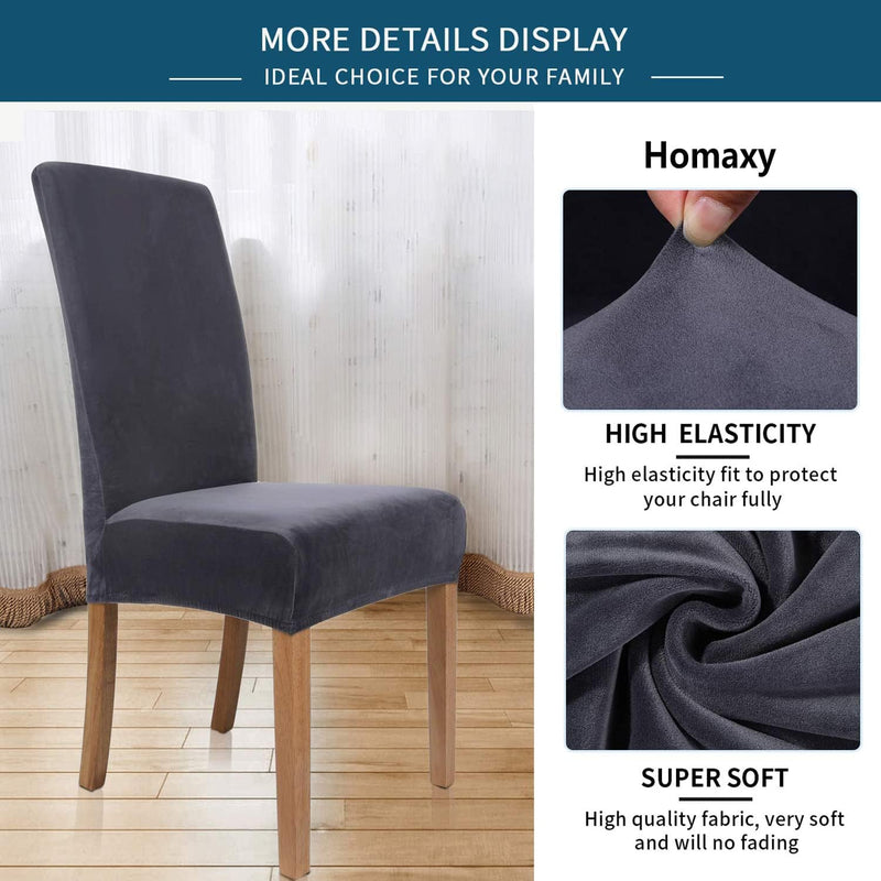 Velvet Dining Chair Cover - Light Grey