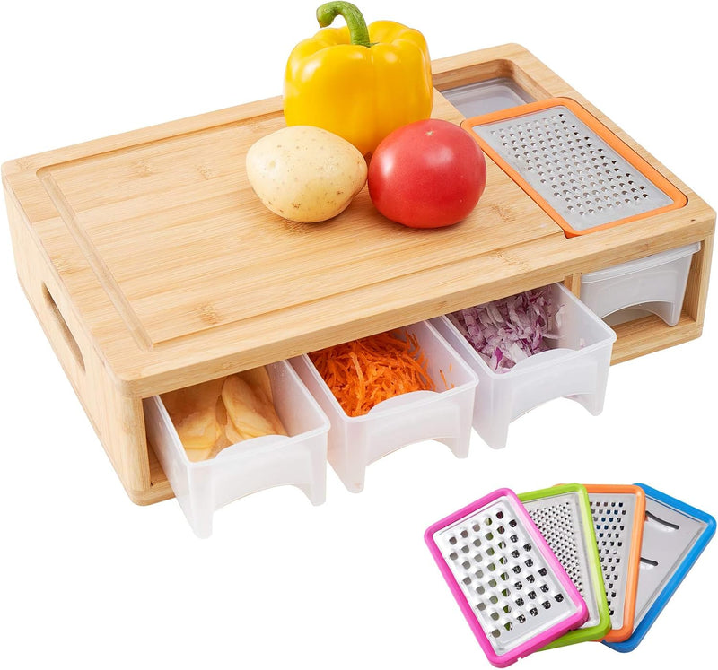 Three Drawers Bamboo Chopping Board - Fine Living