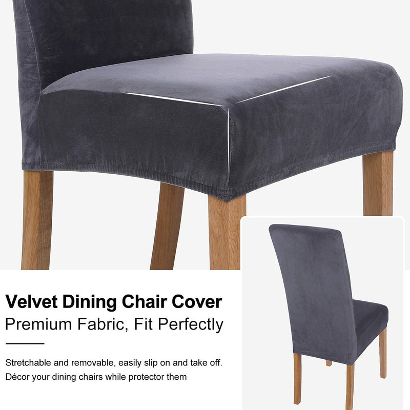 Velvet Dining Chair Cover - Light Grey