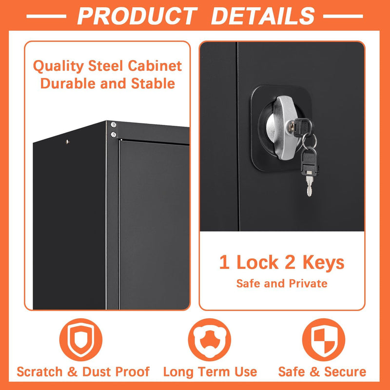 TitanLocker 2 Door Cupboard  - Black - Fine Living