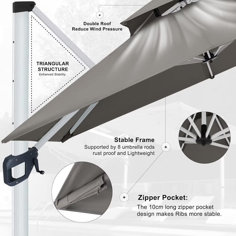 Tahiti Roma Umbrella - Grey - Fine Living