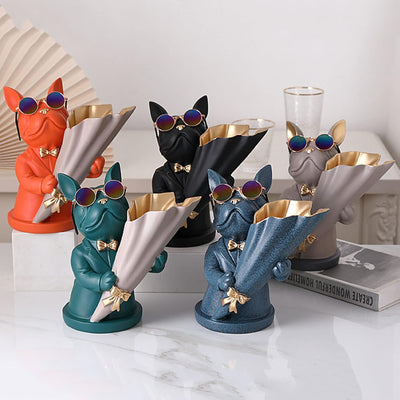 Bulldog Vase-Blue