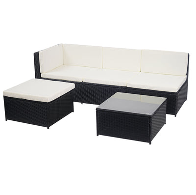 Livorno Corner Patio Set - Black with Beige Cushions