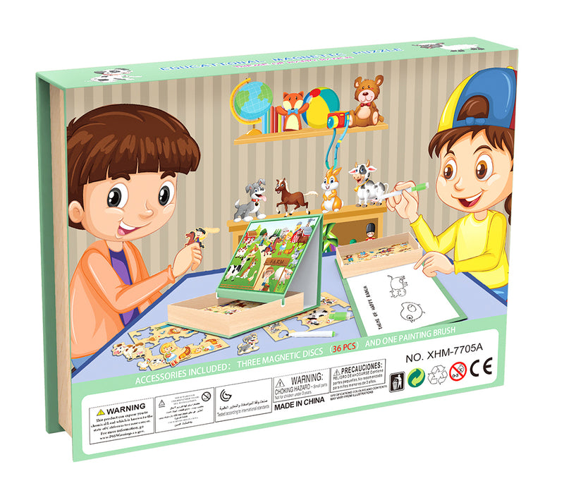 2 in 1 Farm Magnetic Puzzle and Drawing Board - Jeronimo