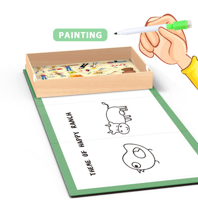 2 in 1 Farm Magnetic Puzzle and Drawing Board - Jeronimo