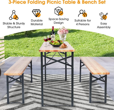 Foldable Table and benches 3pcs Set - Fine Living