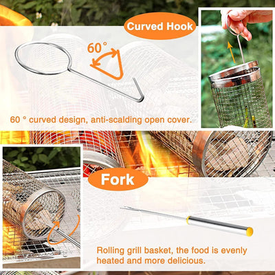 Rolling Grill Basket - Fine Living, 2pcs set