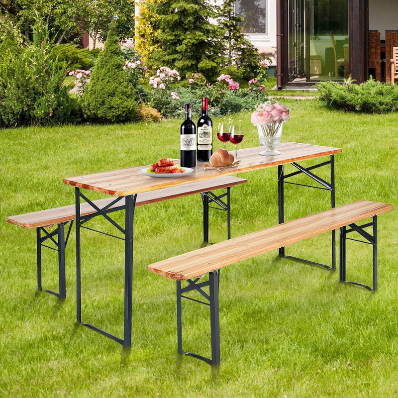 Foldable Table and benches 3pcs Set - Fine Living