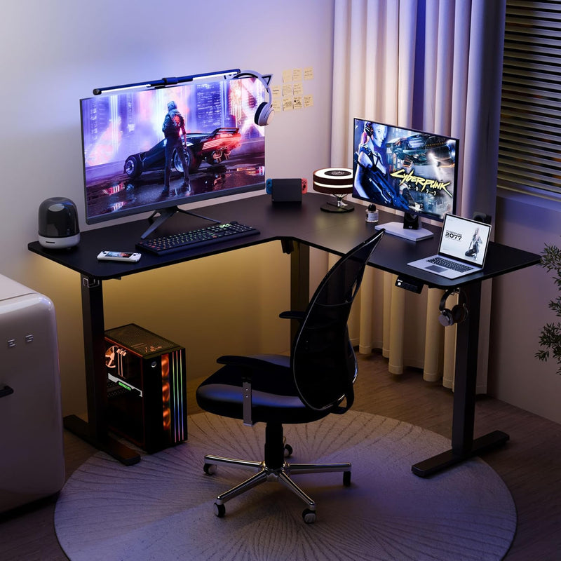 FlexiCorner Height Adjustable Desk - Black - Fine Living