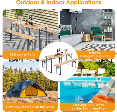 Foldable Table and benches 3pcs Set - Fine Living