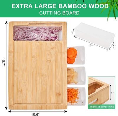 Three Drawers Bamboo Chopping Board - Fine Living