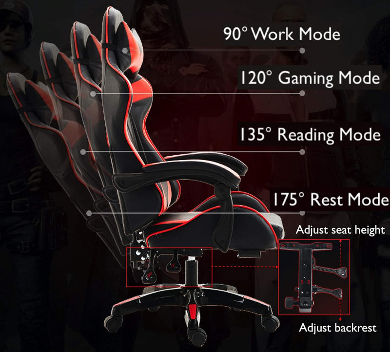 LED Lights Gaming Chair - Blue/Black