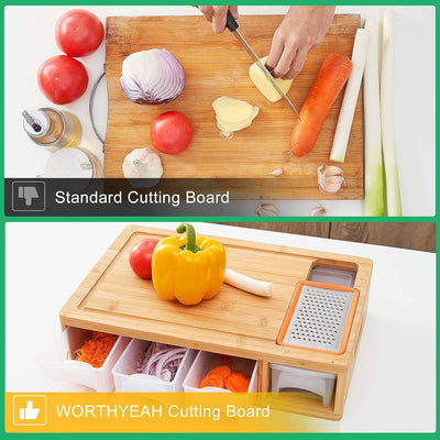 Three Drawers Bamboo Chopping Board - Fine Living