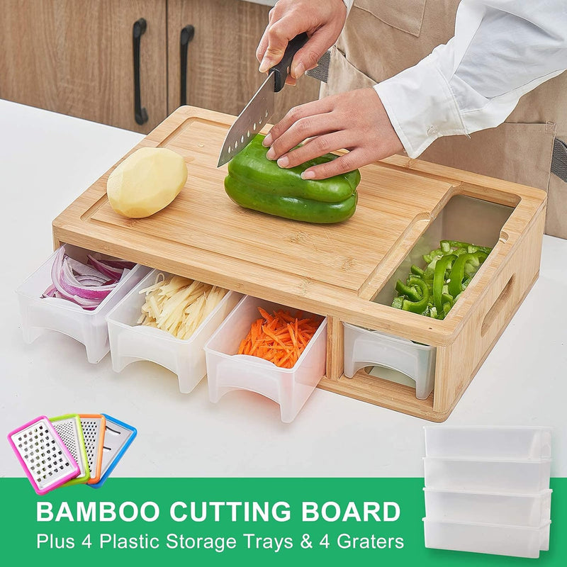 Three Drawers Bamboo Chopping Board - Fine Living