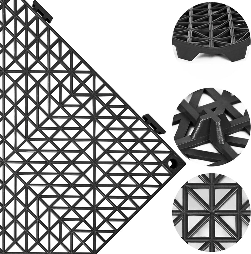 Ulti Max PP 30*30cm Interlocking Tiles - 9pc - Black