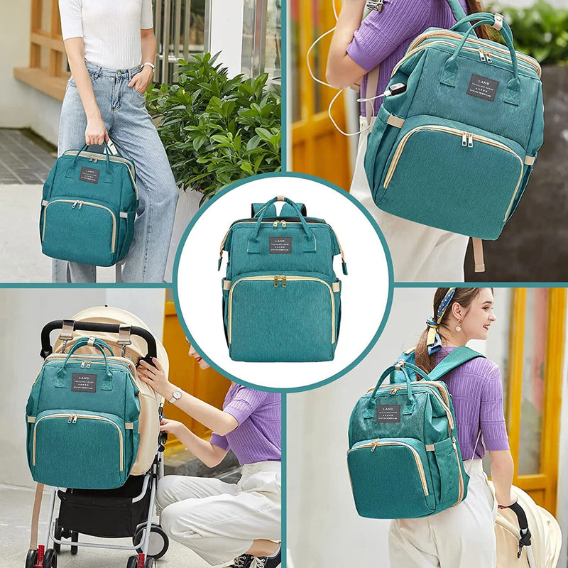 Nuovo - 2 in 1 Babypack with Fold Out Bed - Green