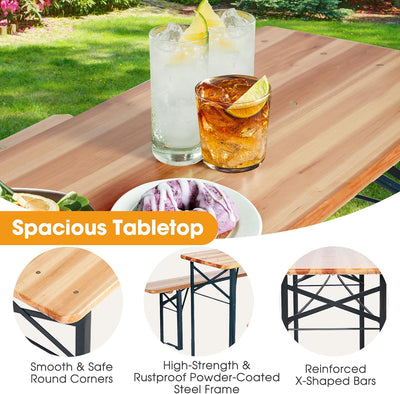 Foldable Table and benches 3pcs Set - Fine Living