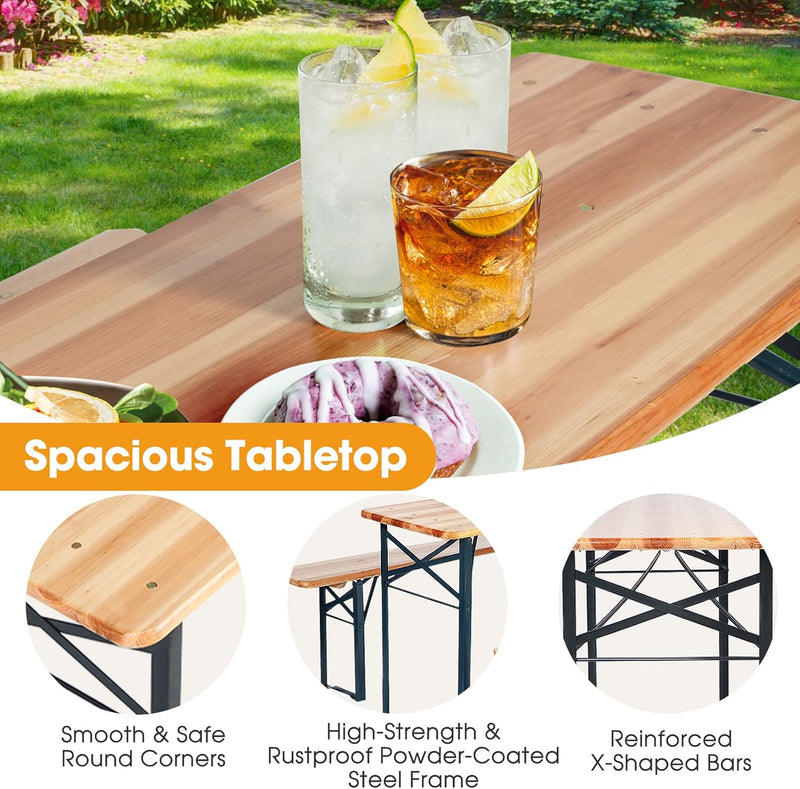Foldable Table and benches 3pcs Set - Fine Living