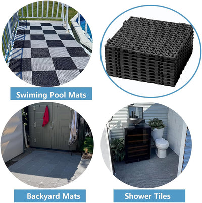 Ulti Max PP 30*30cm Interlocking Tiles - 9pc - Black