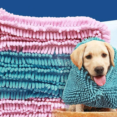 Shaggy Dog Towel- Pink
