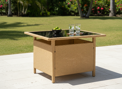 Barbados Corner Lounge Set Brown with Biege Cushions