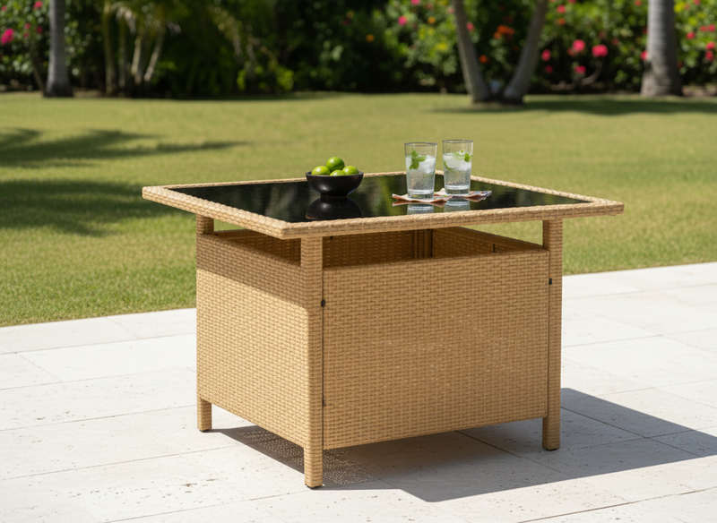 Barbados Corner Lounge Set Brown with Biege Cushions