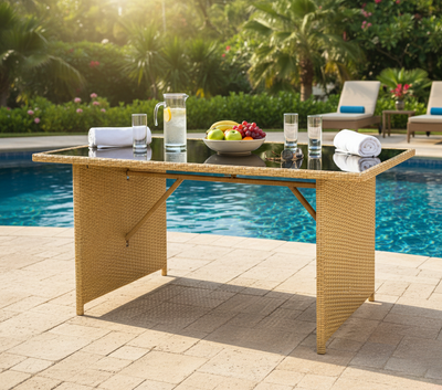 Bahamas Corner Lounge Patio Set - Brown with Black Cushions