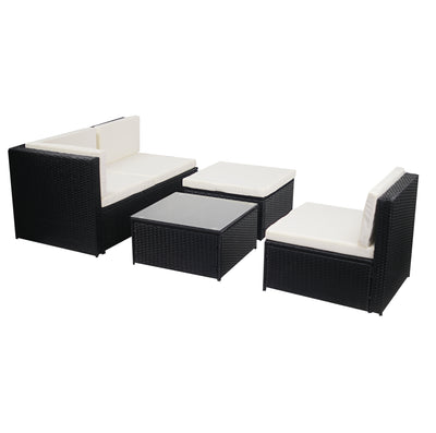 Livorno Corner Patio Set - Black with Beige Cushions