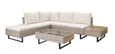 Cyprus Corner Lounge Patio Set - Brown with Light Grey Cushions