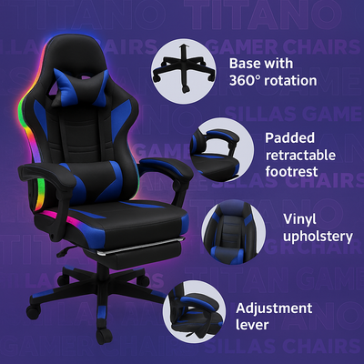 LED Lights Gaming Chair - Blue/Black