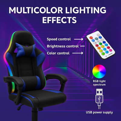 LED Lights Gaming Chair - Blue/Black