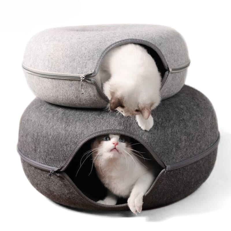 CozyCat Donut Cat House - Dark Grey + Light Grey - Rex