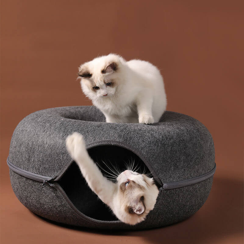 CozyCat Donut Cat House - Dark Grey + Light Grey - Rex