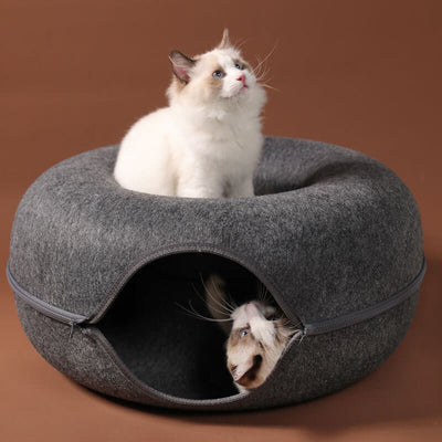 CozyCat Donut Cat House - Dark Grey + Light Grey - Rex