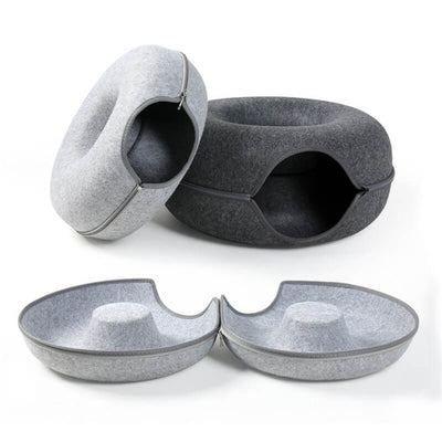 CozyCat Donut Cat House - Dark Grey + Light Grey - Rex