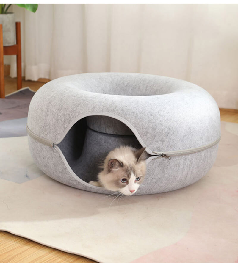 CozyCat Donut Cat House - Dark Grey + Light Grey - Rex