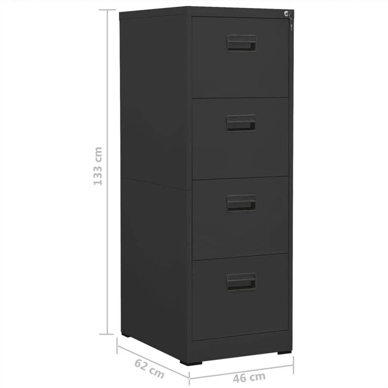 Metal 4 Drawer Cabinet - Fine Living - Black