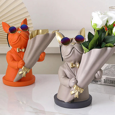 Bulldog Vase-Grey