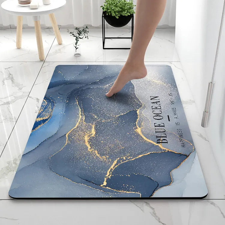 Water Absorbant Bath Mat - Blue Ocean - Rectangle