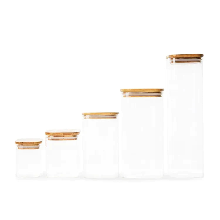 Pristine Bamboo Lid Glass Jar - L - Fine Living