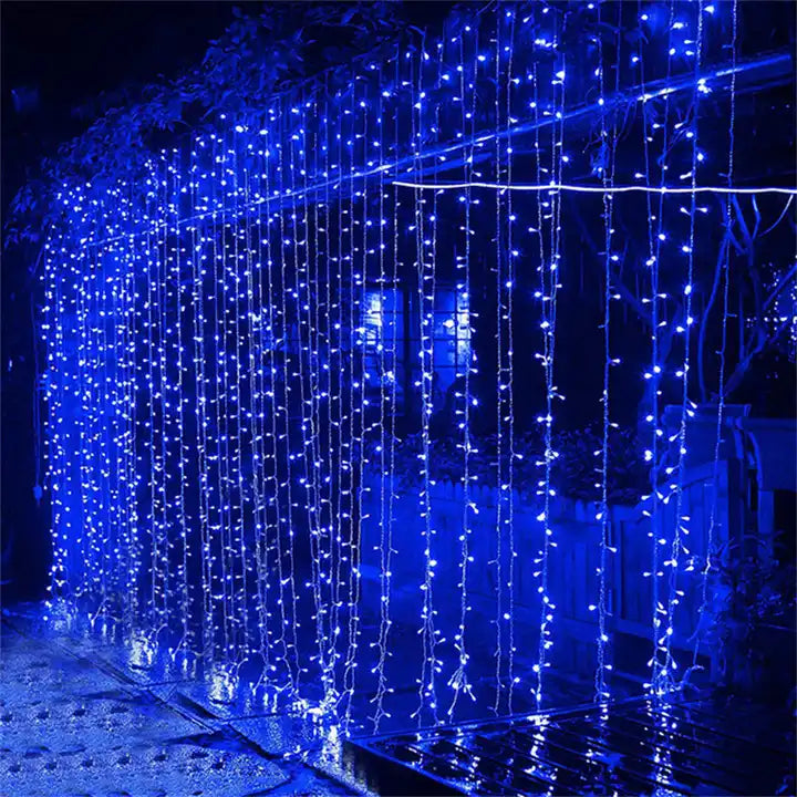 LED Solar Curtain Light - White / Blue