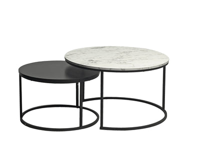 Eclipse 2pc Nesting Tables - Marble White & Black