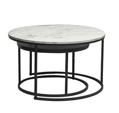 Eclipse 2pc Nesting Tables - Marble White & Black