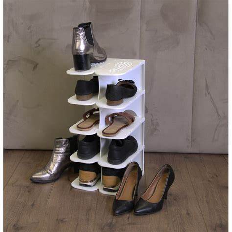 Pillar 4 Layer Shoe Rack - White