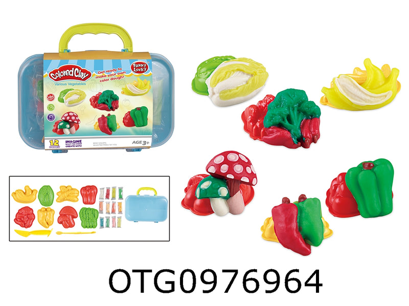 Vegetables Coloured Dough Set (12 colours , 10 shapes, 1 case)