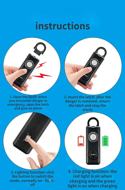 LED Personal Alarm - Black