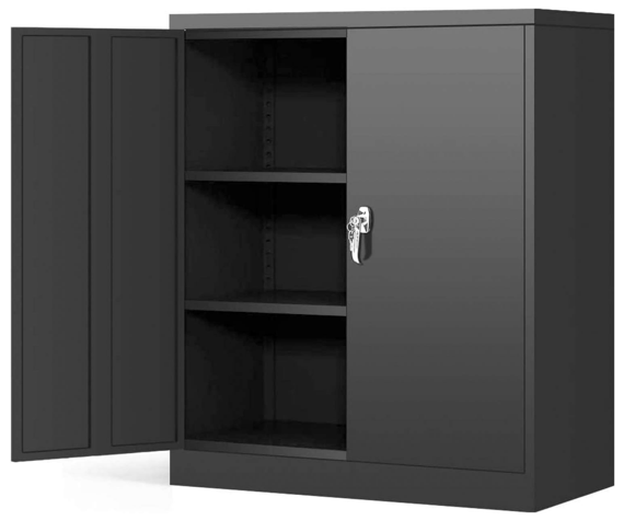 Metal 2 door cupboard -1m - Black - Fine Living