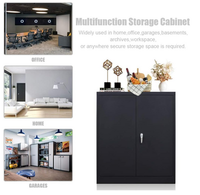 Metal 2 door cupboard -1m - Black - Fine Living