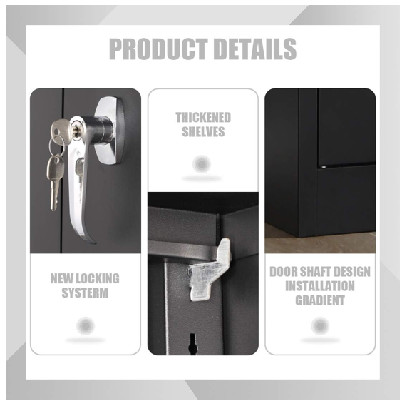 Metal 2 door cupboard -1m - Black - Fine Living