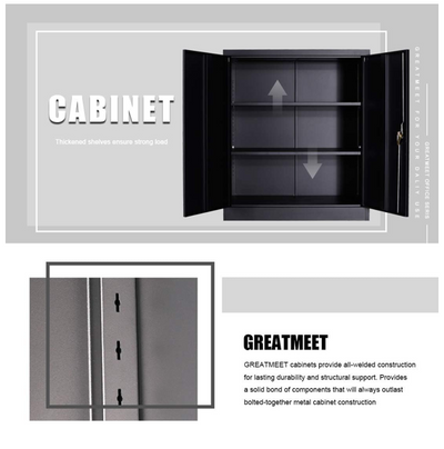 Metal 2 door cupboard -1m - Black - Fine Living